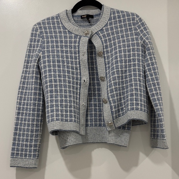 Maje Blue and White Checkered Sweater - Picture 1 of 6
